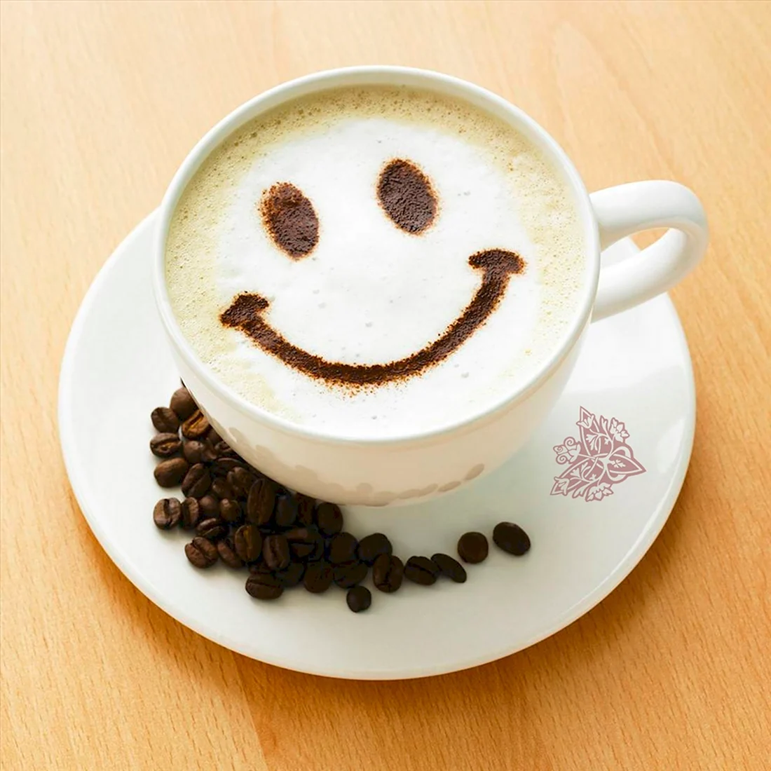 Чашечка кофе с улыбкой. Поздравление на праздник
