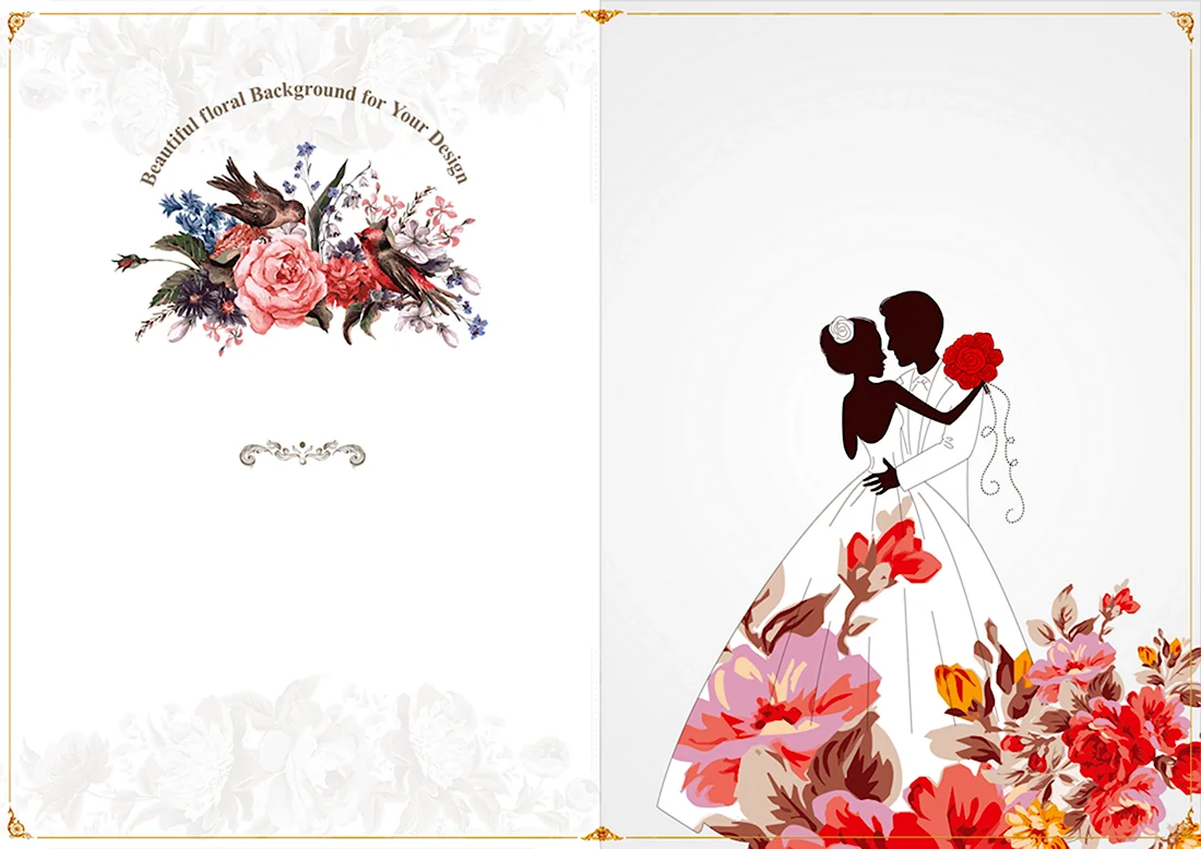 Иллюстрации для пригласительных на свадьбу. Свадебная открытка