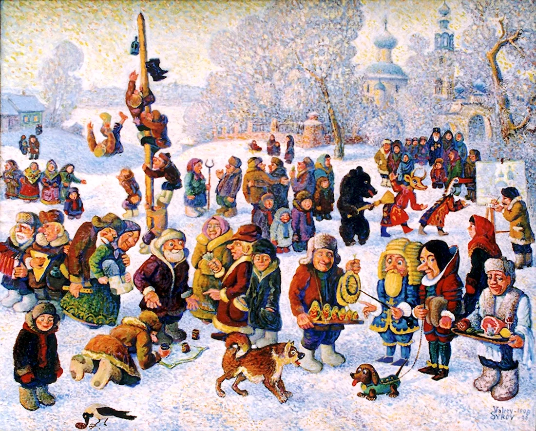 Картина масленичные гуляния 1881 года Рябушкина Андрея. Поздравление на праздник