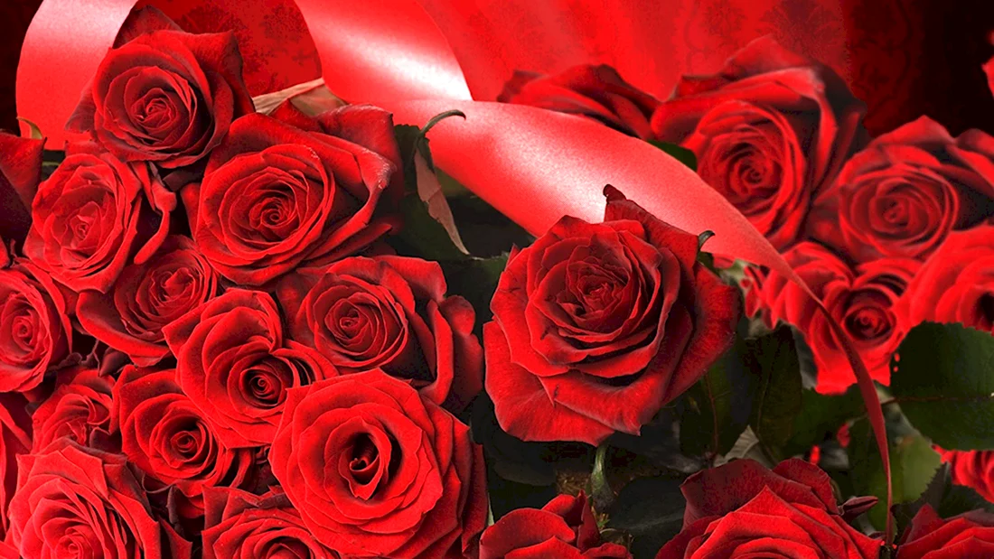 Красные розы. Открытка с юбилеем. Поздравление с юбилеем