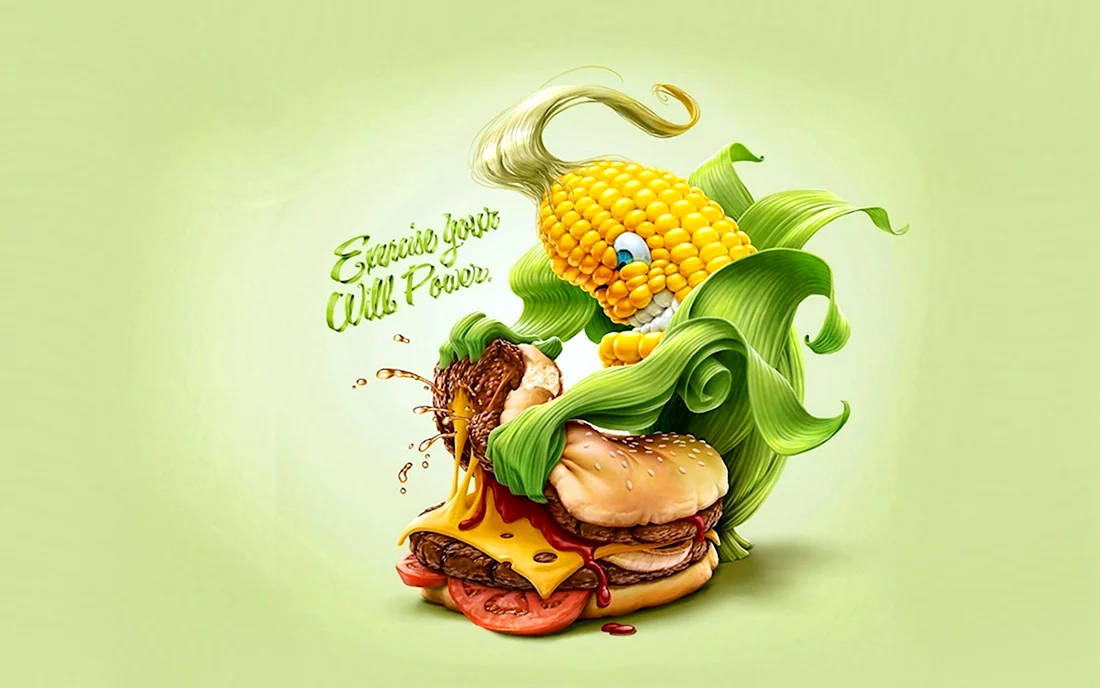 Креативная реклама здорового питания. Прикольная открытка