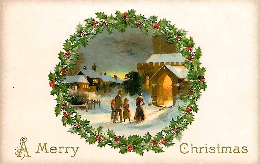 Merry Christmas старинные открытки открытка