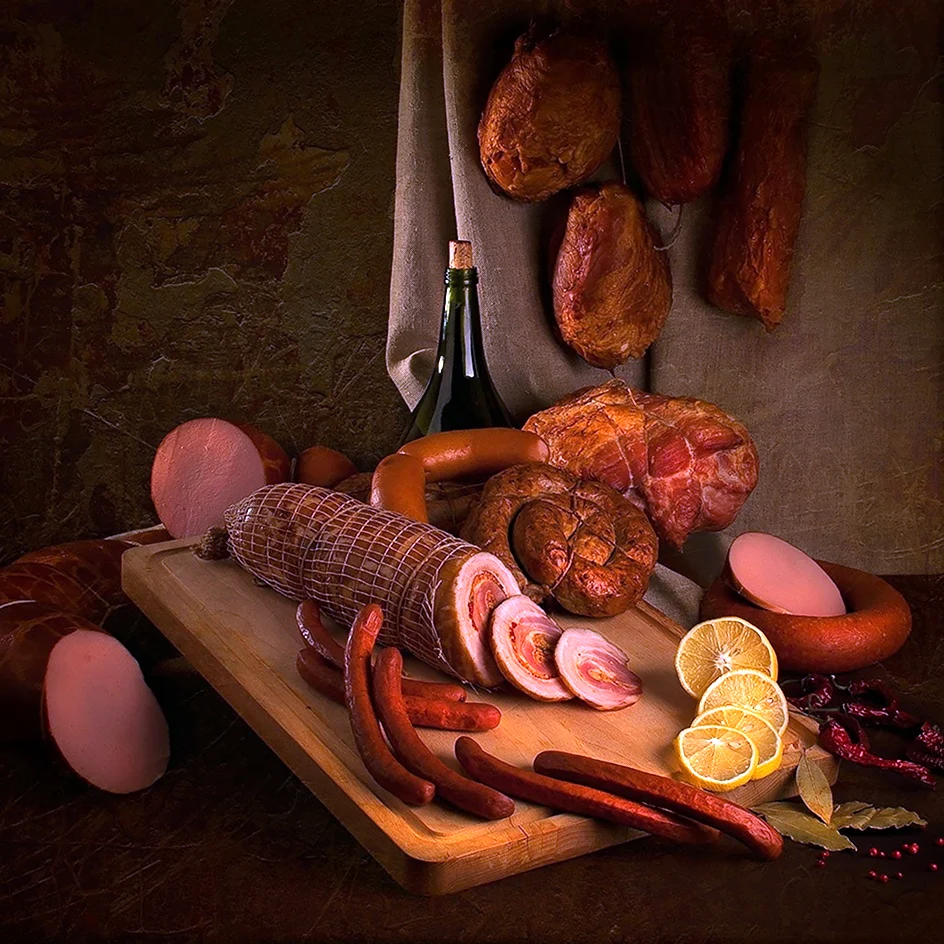 Мясная колбасная Лавка живопись Средневековая. Поздравление на праздник