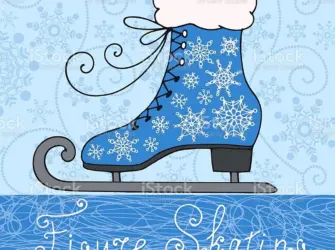 Новогодняя открытка с коньками. Поздравление на праздник