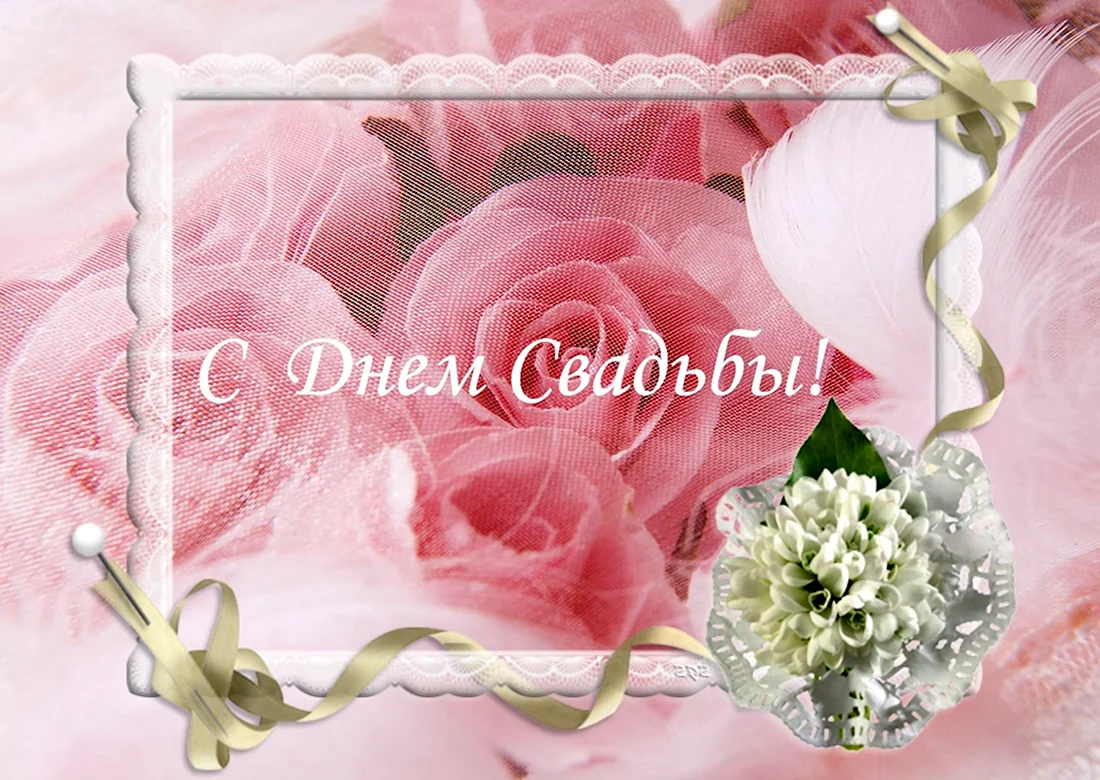 Розовая свадьба. Свадебная открытка