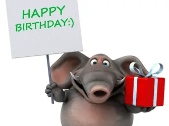 С днем рождения слон. Открытка с Днем рождения. Поздравление с Днем рождения