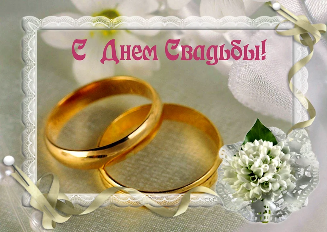 С днем свадьбы кольца. Свадебная открытка