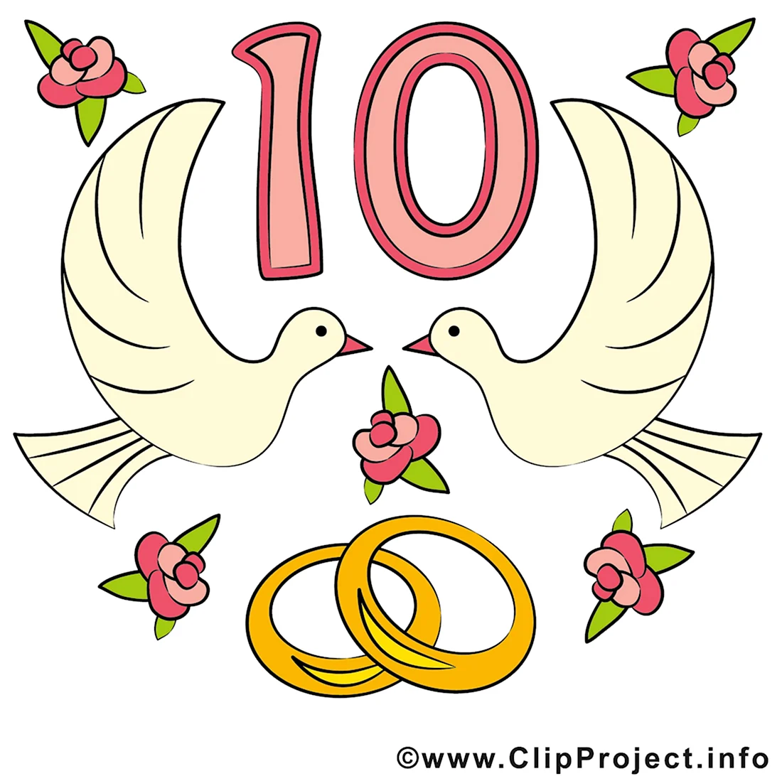Символ розовой свадьбы. Свадебная открытка