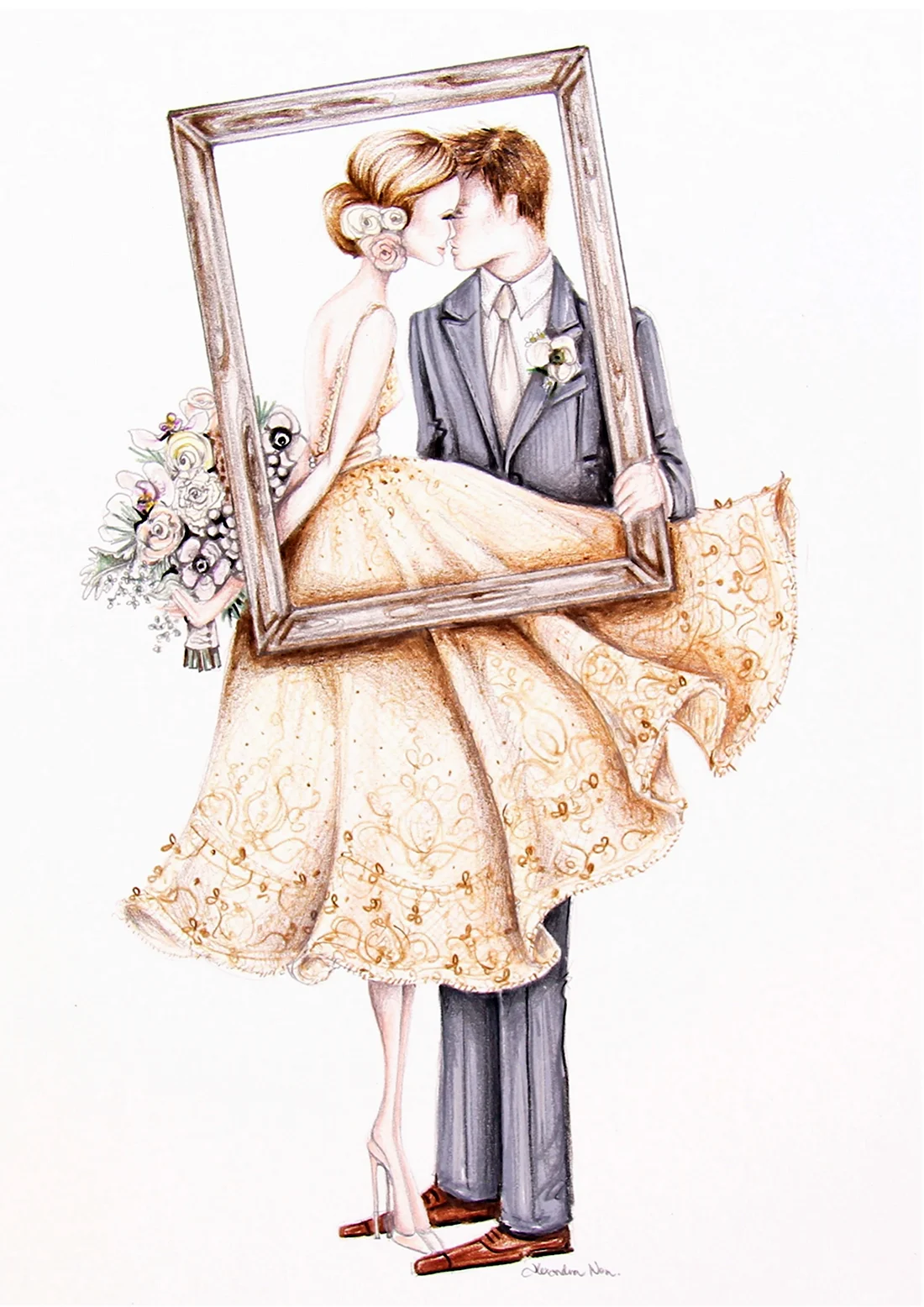 Свадьба иллюстрация модные. Свадебная открытка