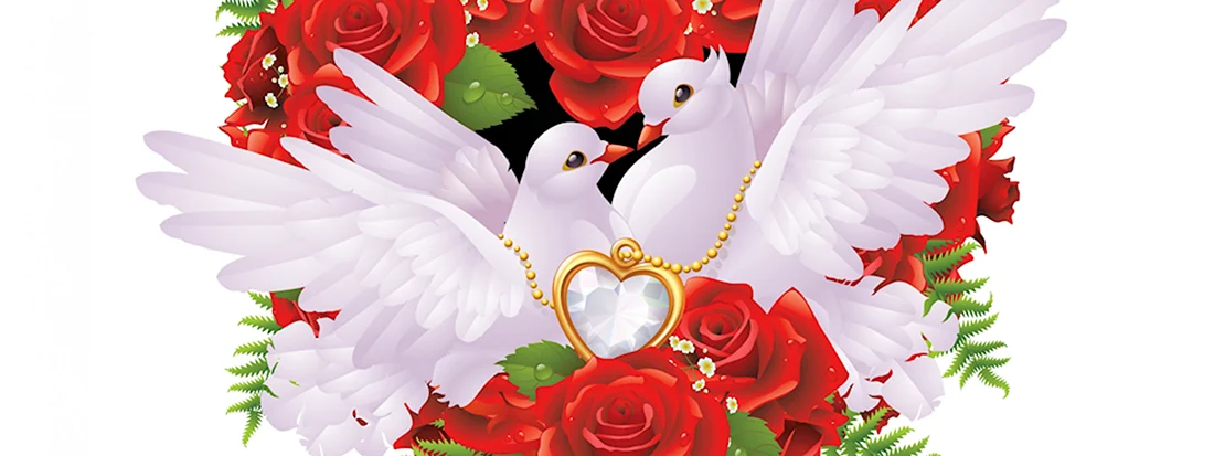 Свадебные открытки с голубями и кольцами. Свадебная открытка