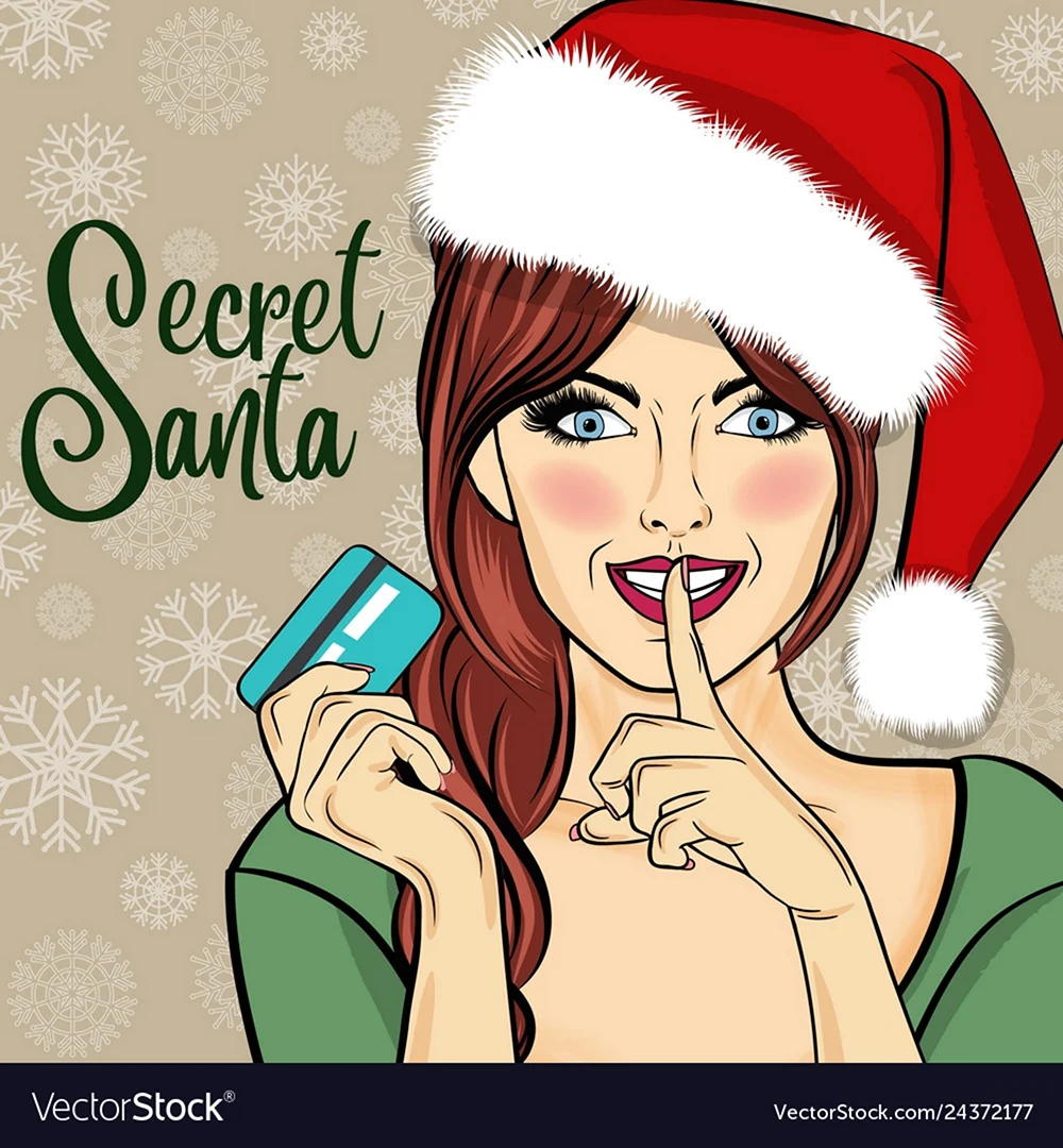Тайный Санта девушка открытка