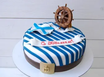 Торт для моряка. Открытка с Днем рождения. Поздравление с Днем рождения