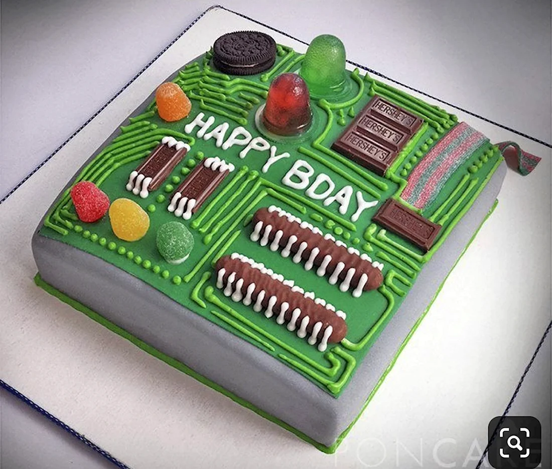 Торт для программиста. Открытка с Днем рождения. Поздравление с Днем рождения