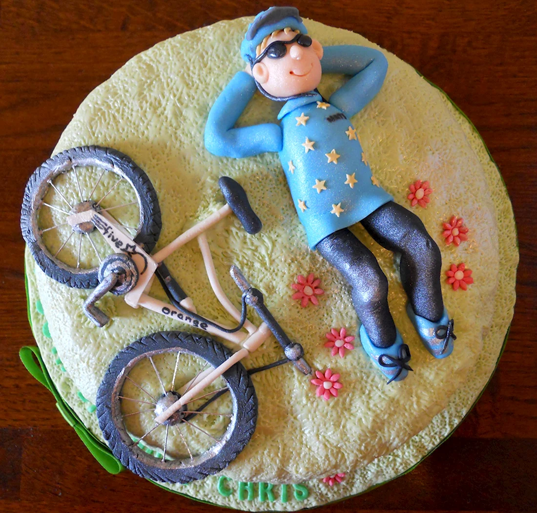 Торт мужчине велосипедист. Поздравление на праздник