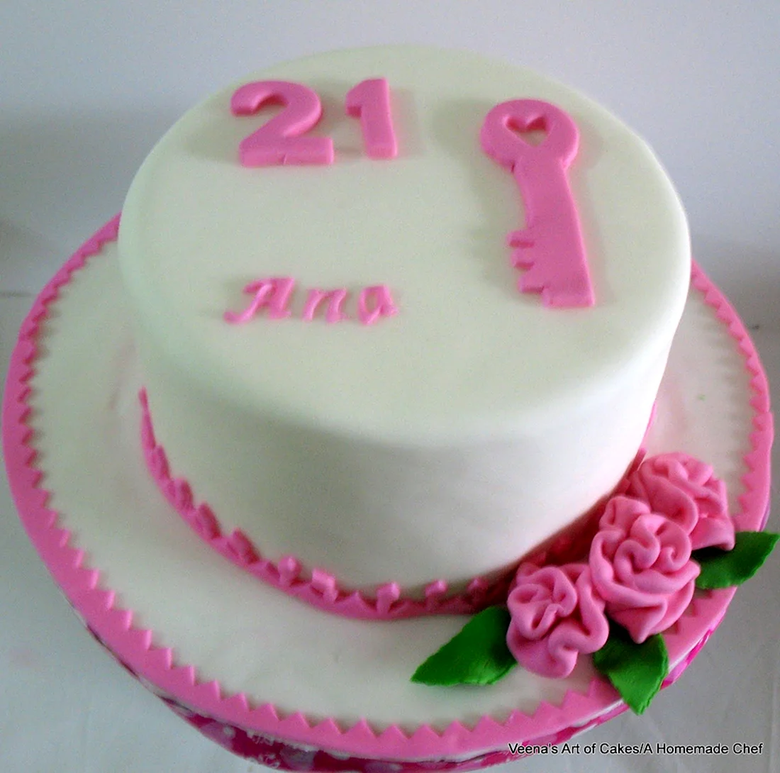 Торт на день рождения девочке 21 год. Открытка. Поздравление