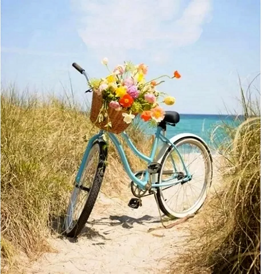 Велосипед цветы. Открытка с поздравлением