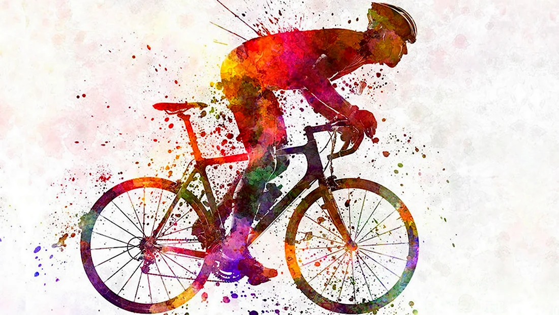 Велосипедист арт. Открытка с поздравлением