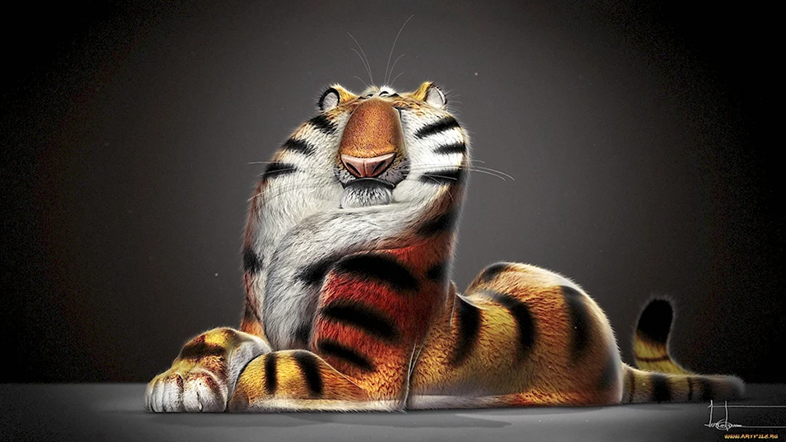 Веселый тигр. Прикольная открытка
