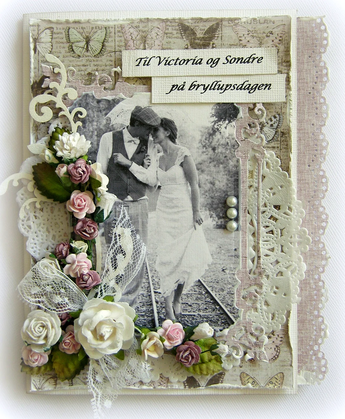 Винтажная Свадебная открытка. Свадебная открытка