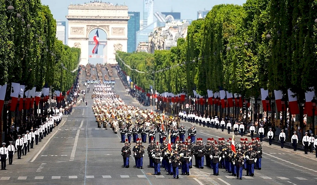 Военный парад на Елисейских полях 14 июля. Поздравление на праздник