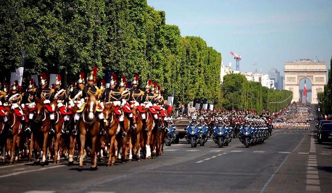 Военный парад на Елисейских полях 14 июля. Поздравление на праздник