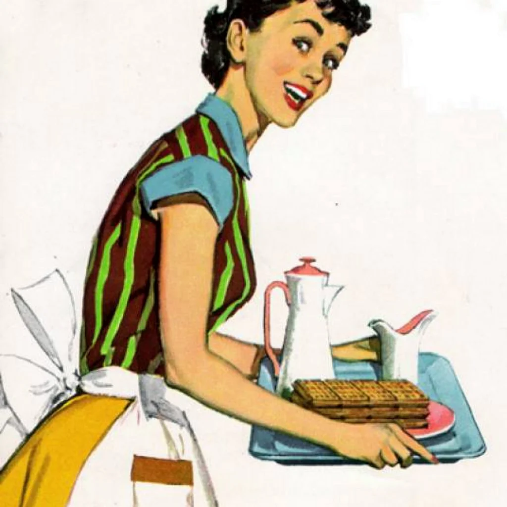 Женщина на кухне ретро. Поздравление на праздник